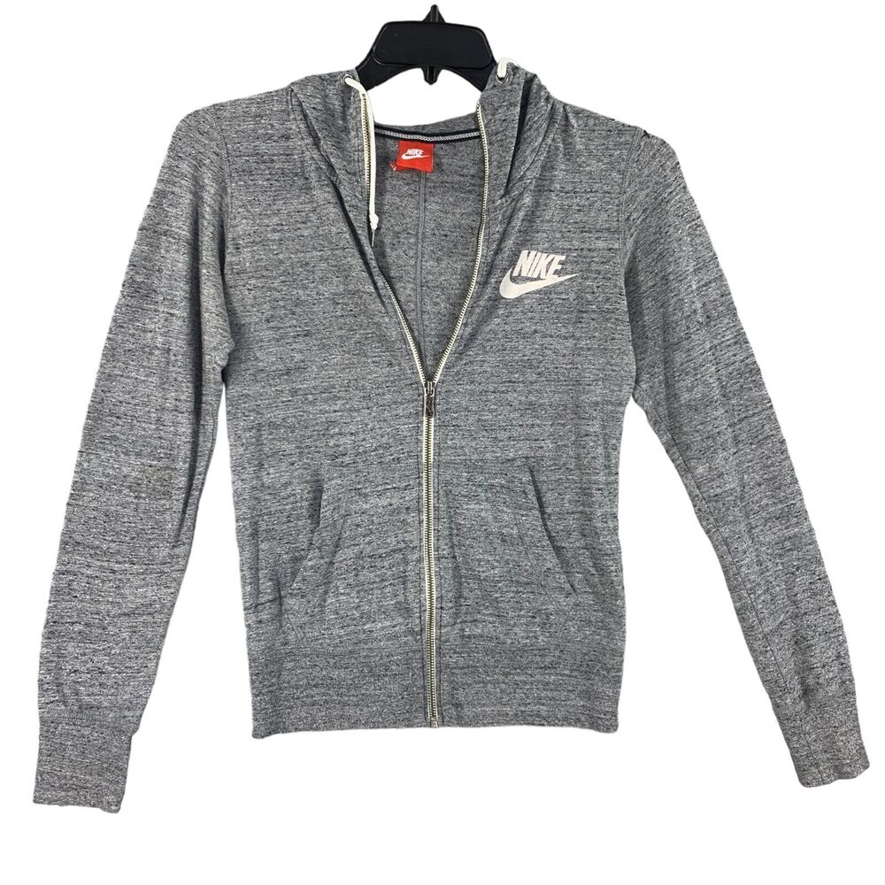 Nike Womens Jacket Zip Organic Cotton Size S Grey Active Lounge Athletic Gym